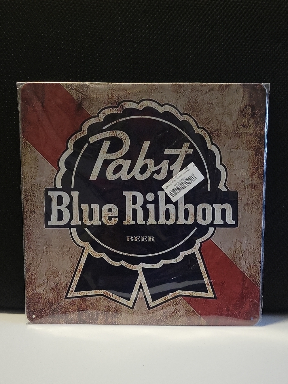 Pabst Blue Ribbon Retro Sign - Navy & Red. 12x12 Metal